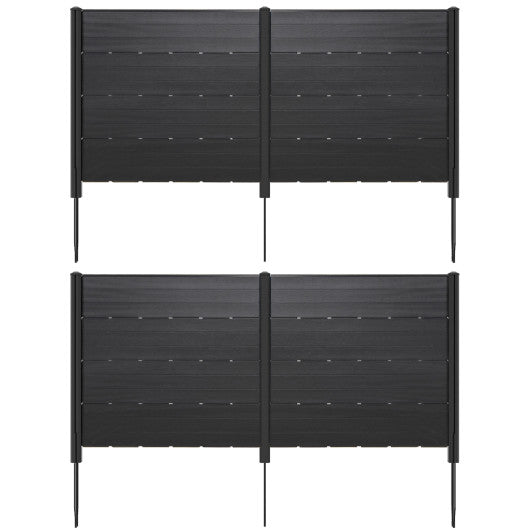 Outdoor Privacy Fence Screen with 5 Ground Stakes for Garden Yard Patio-Black