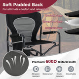 Outdoor Rocker Camping Chair with Dual Springs and Padded Back-Black