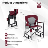 Outdoor Rocker Camping Chair with Dual Springs and Padded Back-Red