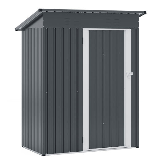 5 x 3 Feet Outdoor Storage Shed with Sloped Roof and Lockable Door-Gray