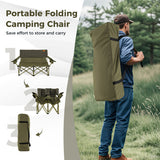 Oversized Camping Chair Folding Loveseat Camping Couch with Cup Holders & Thick Padding-Green