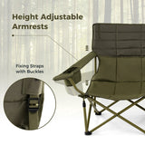 Oversized Camping Chair Folding Loveseat Camping Couch with Cup Holders & Thick Padding-Green