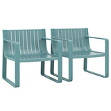 Patio Chairs Set of 2 with Curved Backrests and Seats-Blue