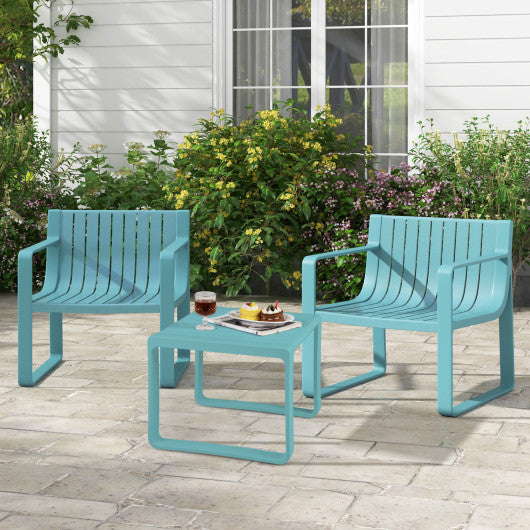 Patio Chairs Set of 2 with Curved Backrests and Seats-Blue