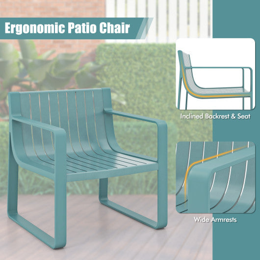 Patio Chairs Set of 2 with Curved Backrests and Seats-Blue