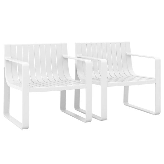 Patio Chairs Set of 2 with Curved Backrests and Seats-White