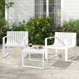 Patio Chairs Set of 2 with Curved Backrests and Seats-White