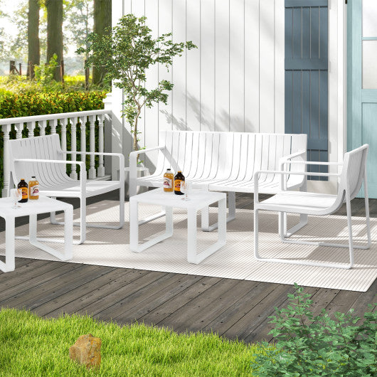 Patio Chairs Set of 2 with Curved Backrests and Seats-White