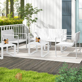 Patio Chairs Set of 2 with Curved Backrests and Seats-White