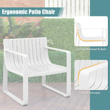 Patio Chairs Set of 2 with Curved Backrests and Seats-White