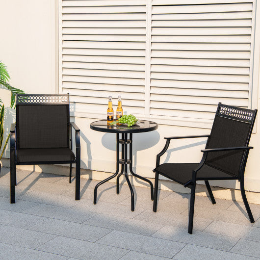 Patio Chairs Set of 2 with All Weather Breathable Fabric-Black