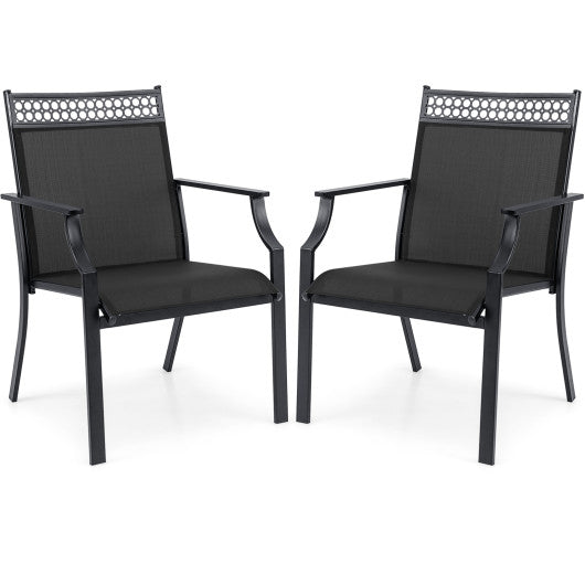 Patio Chairs Set of 2 with All Weather Breathable Fabric-Black