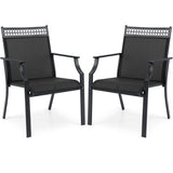 Patio Chairs Set of 2 with All Weather Breathable Fabric-Black