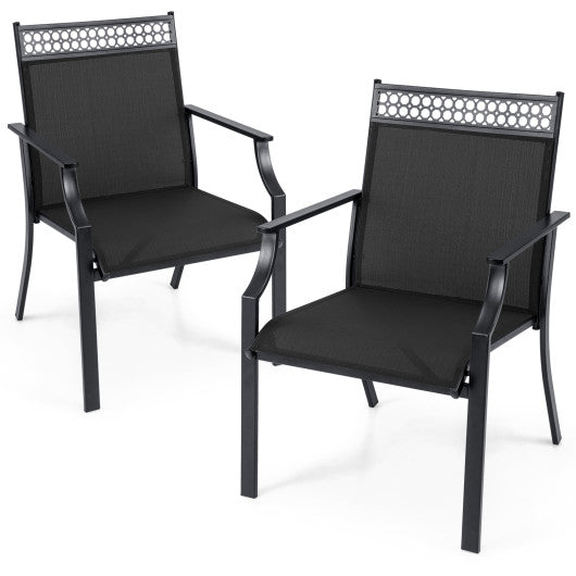 Patio Chairs Set of 2 with All Weather Breathable Fabric-Black