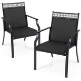 Patio Chairs Set of 2 with All Weather Breathable Fabric-Black