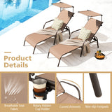 Patio Heavy-Duty 5-Level Adjustable Chaise Lounge Chair-Brown