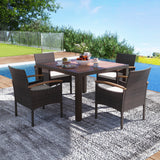 Patio Dining Chairs Set of 2/4 with Acacia Wood Armrest and Heavy Duty Metal Frame-2 Pieces