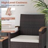 Patio Dining Chairs Set of 2/4 with Acacia Wood Armrest and Heavy Duty Metal Frame-4 Pieces