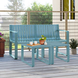 Weather-resistant Plastic 2-Person Bench with Curved Backrest-Blue