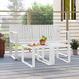 Weather-resistant Plastic 2-Person Bench with Curved Backrest-White