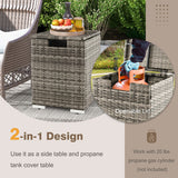 2-in-1 Patio Rattan Gas Propane Tank Cover for 20 lbs Propane Tanks-Gray