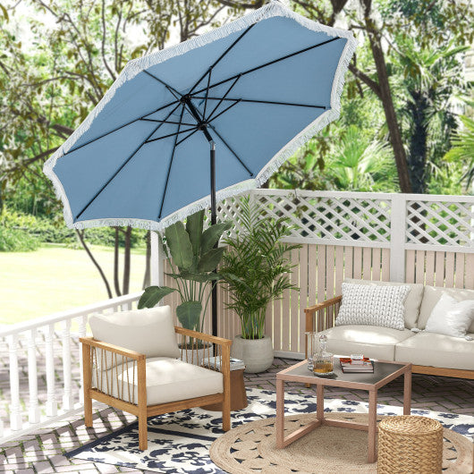 9 FT Patio Umbrella with Sun-Protective Canopy for Patio Garden Pool-Navy