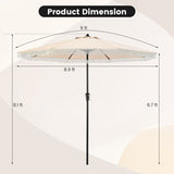 9 FT Patio Umbrella with Sun-Protective Canopy for Patio Garden Pool-Beige