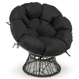 PE Wicker Papasan Chair with Thick and Removable Cushion-Black