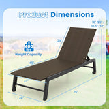 PE Wicker Patio Chaise Lounge Chair with Wheels for Poolside Backyard and Deck