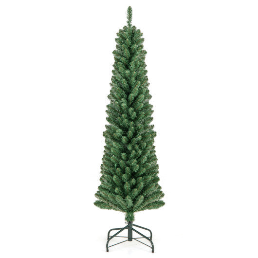 Pencil Christmas Tree with Memory Wire Branch Tips and Warm  LED Lights-5FT