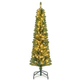 Pencil Christmas Tree with Memory Wire Branch Tips and Warm  LED Lights-5FT