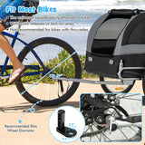 Dog Bike Trailer Foldable Pet Cart with 3 Entrances for Travel-Gray