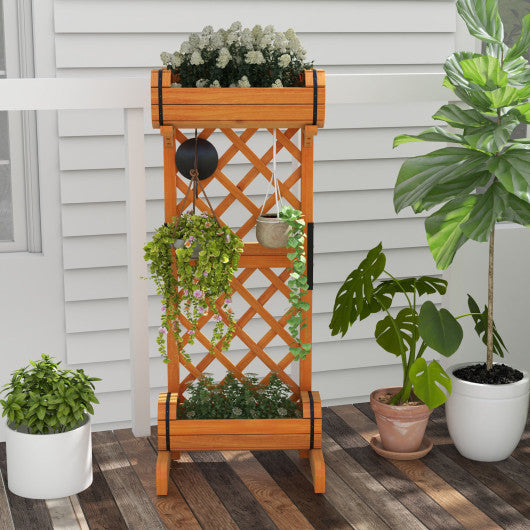 Planter Raised Bed with Trellis for Plant Flower Climbing-Orange