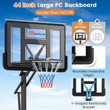 Portable Basketball Hoop with 4.6 to 10 Feet 10-Level Height Adjustable