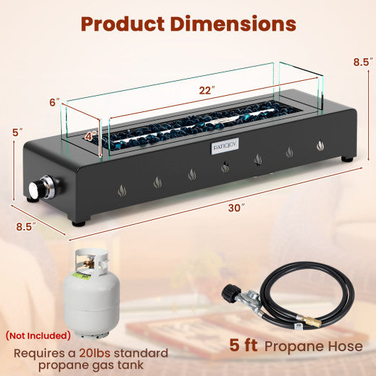 Portable Mini Fireplace with Wind Guard and Stainless Steel Burner