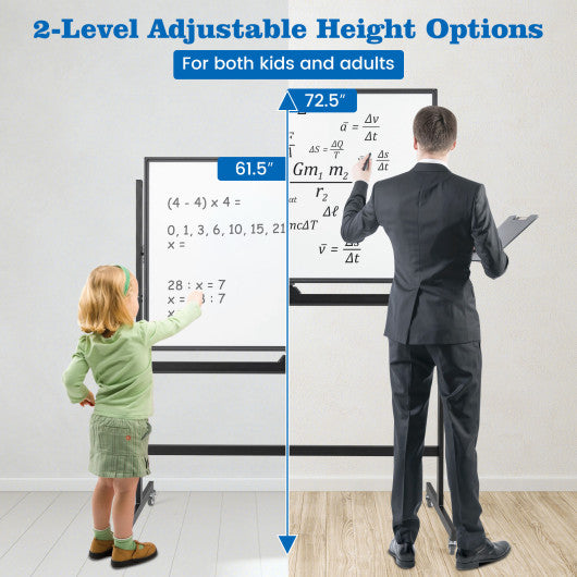 32 x 47 Inch Portable Rolling White Board-Black