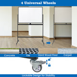 32 x 47 Inch Portable Rolling White Board-Black