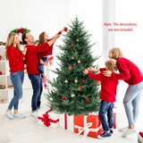 6/7/8 FT Pre-Lit Artificial Hinged Xmas Tree with 778/1480 PVC and PE Branch Tips-L