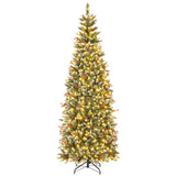 Pre-lit Artificial Pencil Christmas Tree with Pine Cones and Red Berries-7 ft