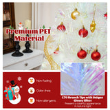 5/6/7 Feet Pre-Lit White Artificial Christmas Tree with Iridescent Leaves-5 Feet