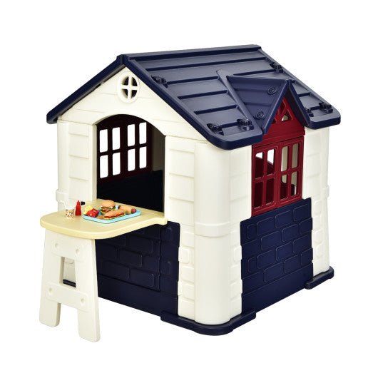Kid’s Playhouse Pretend Toy House For Boys and Girls 7 Pieces Toy Set-Blue