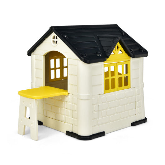 Kid’s Playhouse Pretend Toy House For Boys and Girls 7 Pieces Toy Set-Yellow