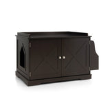Large Wooden Cat Litter Box Enclosure with the Storage Rack-Coffee
