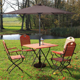 9FT Patio Solar Umbrella LED Patio Market Steel Tilt W/ Crank Outdoor New-Tan