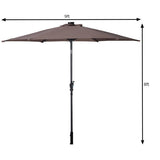 9FT Patio Solar Umbrella LED Patio Market Steel Tilt W/ Crank Outdoor New-Tan