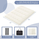 Queen/King/Twin/Full Futon Mattress Floor Sleeping Pad with Washable Cover Beige-Queen Size