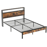 Twin/Full/Queen Bed Frame with Storage Headboard and Charging Station-Queen Size