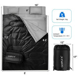 2 Person Waterproof Sleeping Bag with 2 Pillows-Black