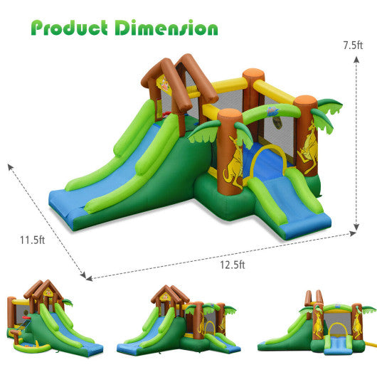 Kids Inflatable Jungle Bounce House Castle with 735W Blower