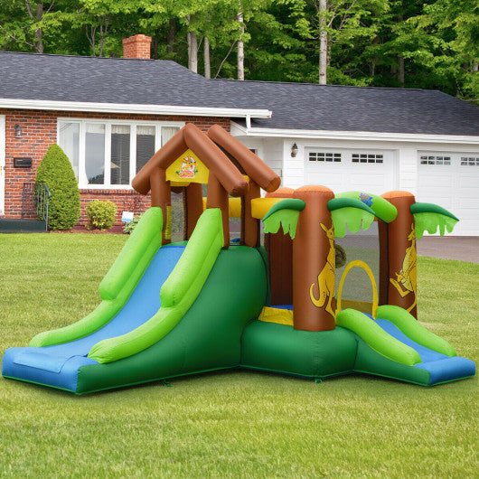 Kids Inflatable Jungle Bounce House Castle with 735W Blower